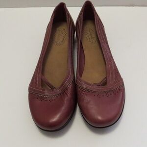 Clarks Comfort Shoes Leather Camel Brown 9M